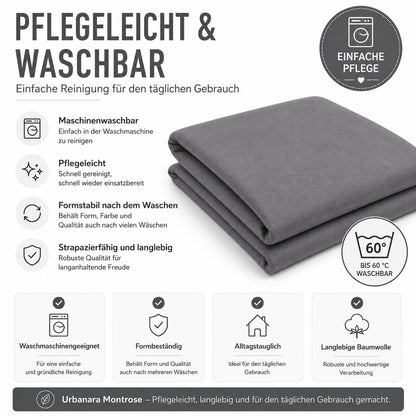 Urbanara Montrose Kissenbezug Grau – 100% Baumwolle