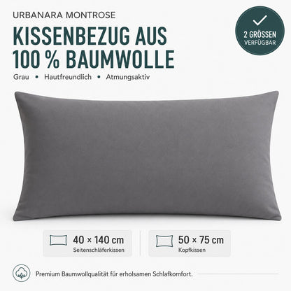 Urbanara Montrose Kissenbezug Grau – 100% Baumwolle
