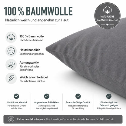 Urbanara Montrose Kissenbezug Grau – 100% Baumwolle