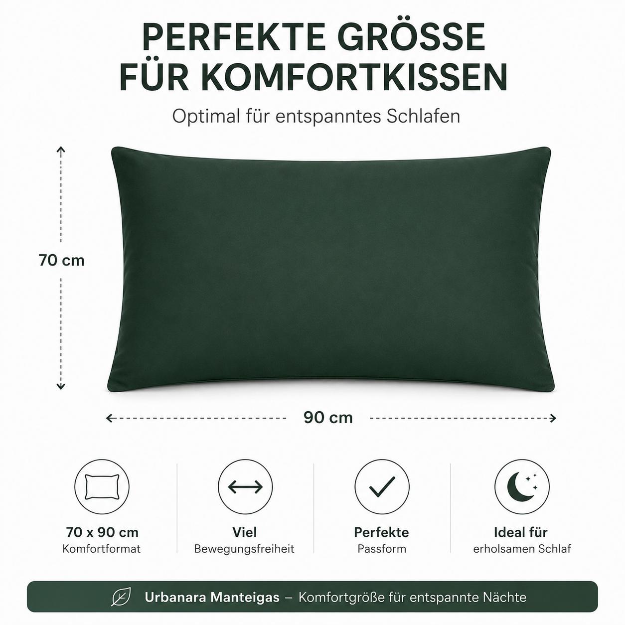 Urbanara Manteigas Kissenbezug Tannengrün 70x90 cm – 100% Bio-Baumwolle