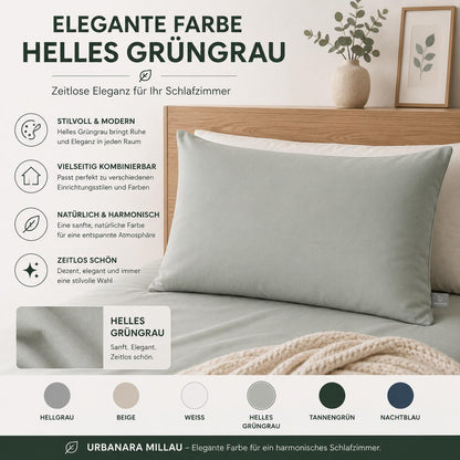 Urbanara Millau Kissenbezug Helles Grüngrau 70x90 cm 100% Baumwolle