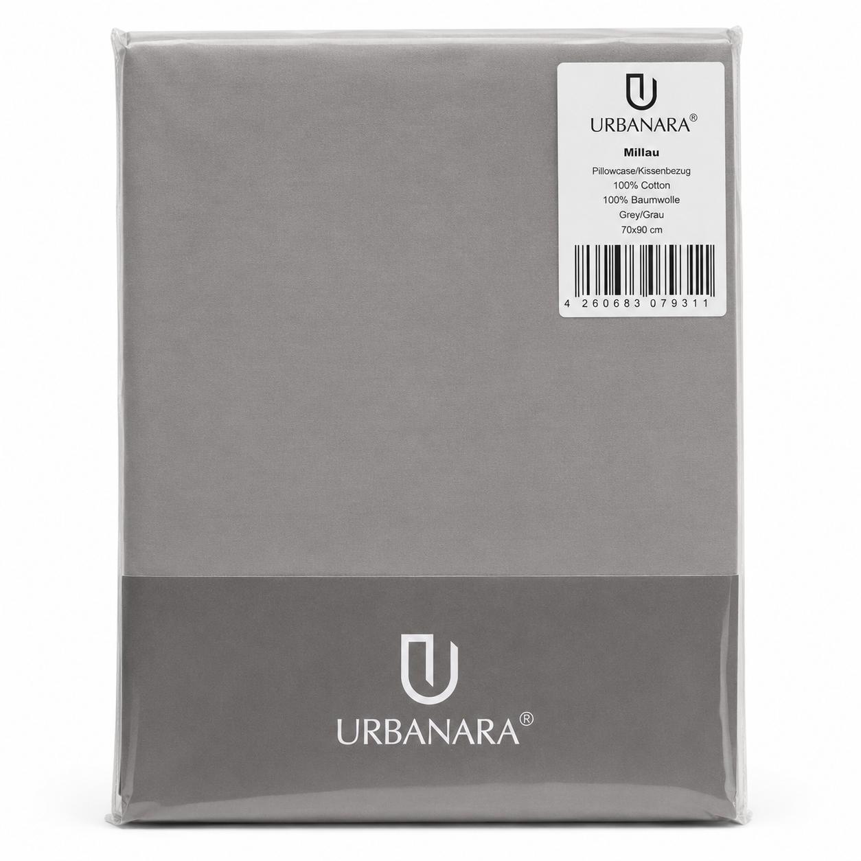 Urbanara Millau Kissenbezug Grau 70x90 cm 100% Baumwolle, Hautfreundlich & Atmungsaktiv