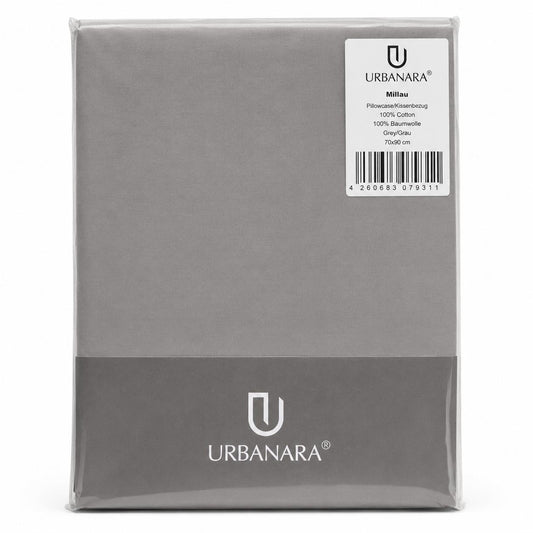 Urbanara Millau Kissenbezug Grau 70x90 cm 100% Baumwolle, Hautfreundlich & Atmungsaktiv