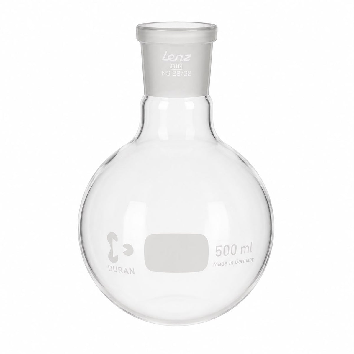 Lenz DURAN Rundkolben 500 ml NS 29/32 Borosilikatglas Laborflasche