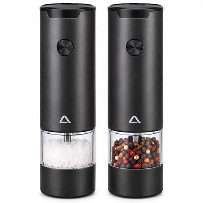 Elektrische Salz- & Pfeffermühle Edelstahl 70 ml mit LED Beleuchtung 2 Stück
