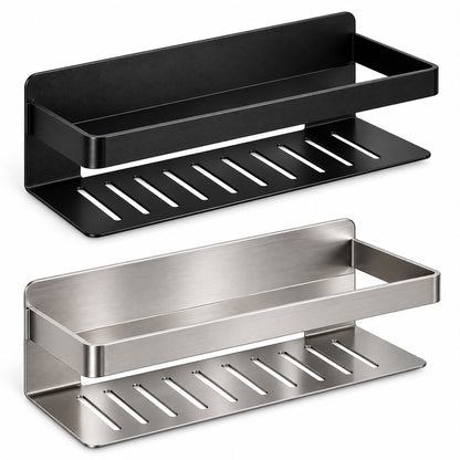 Duschkorb Edelstahl ohne Bohren selbstklebend Badablage Schwarz/Silber