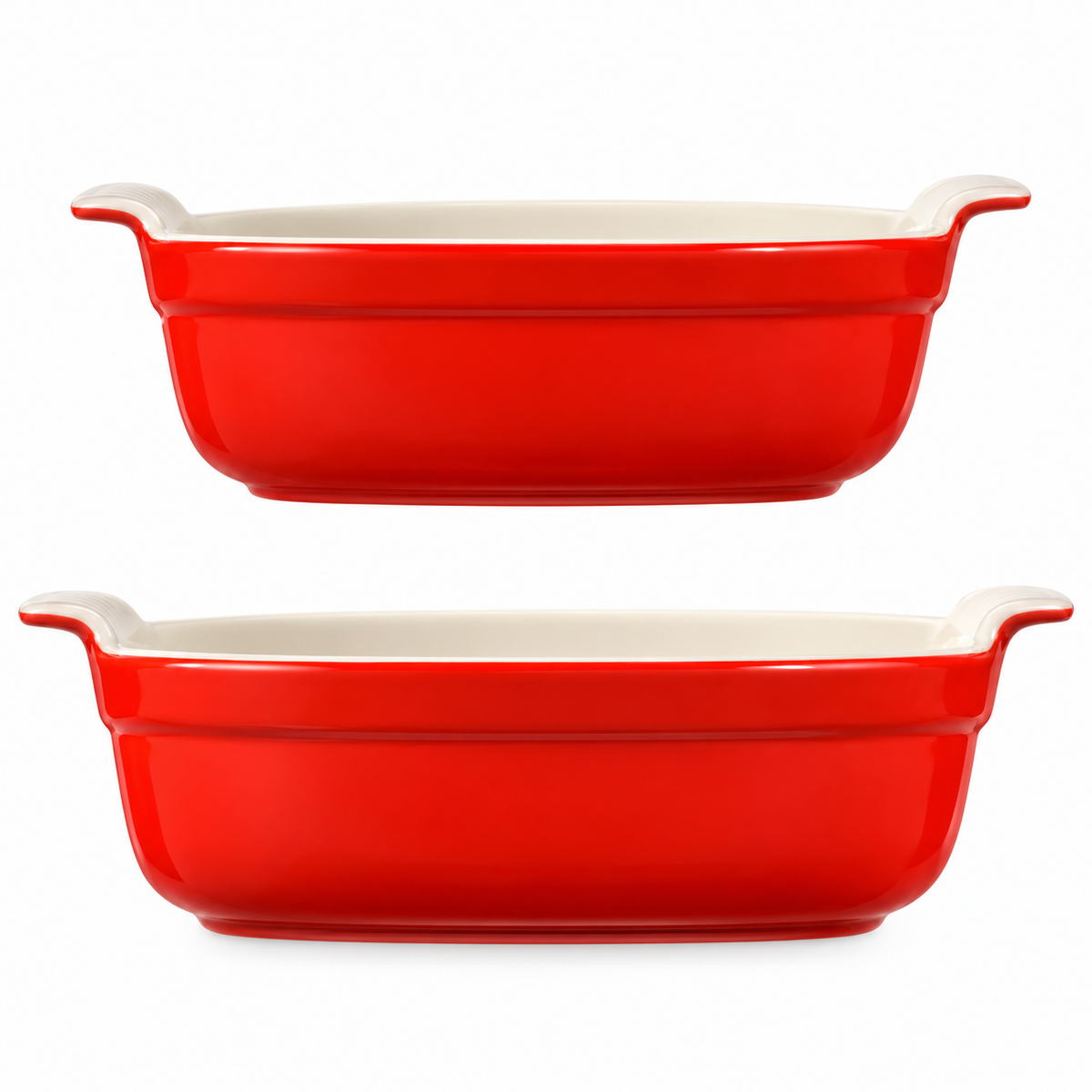 CROFTON Auflaufformen 2er Set Steinzeug Backform Ofenform Rot 20 & 24 cm