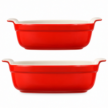 CROFTON Auflaufformen 2er Set Steinzeug Backform Ofenform Rot 20 & 24 cm